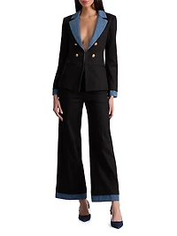 Narin Button-Front Wide-Leg Crop Pants