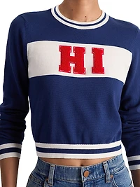 Carolann Stretch-Cotton Crop Sweater