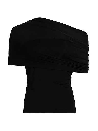 Sash Draped One-Shoulder Jersey Top