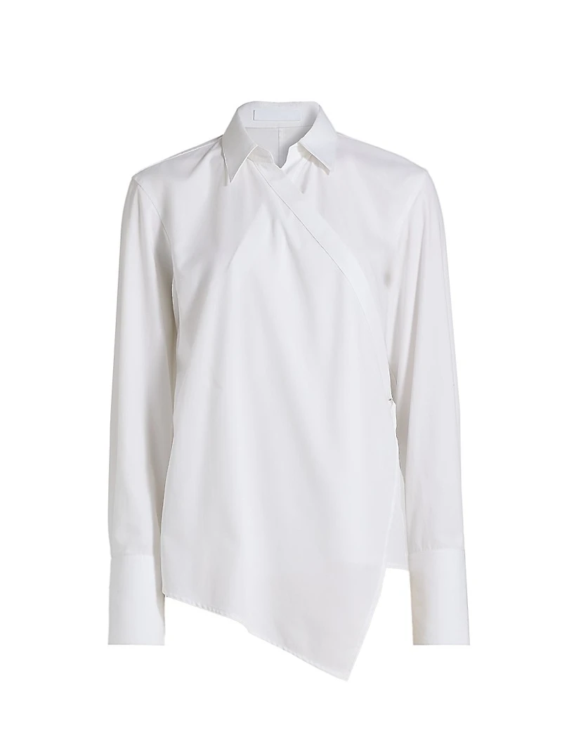 Relaxed-Fit Cotton Wrap-Style Shirt