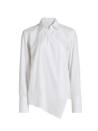 Relaxed-Fit Cotton Wrap-Style Shirt