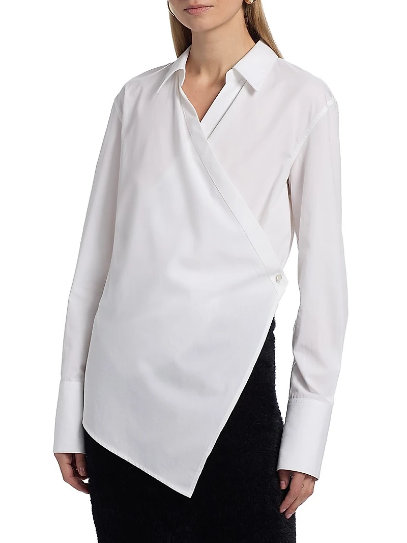 Relaxed-Fit Cotton Wrap-Style Shirt