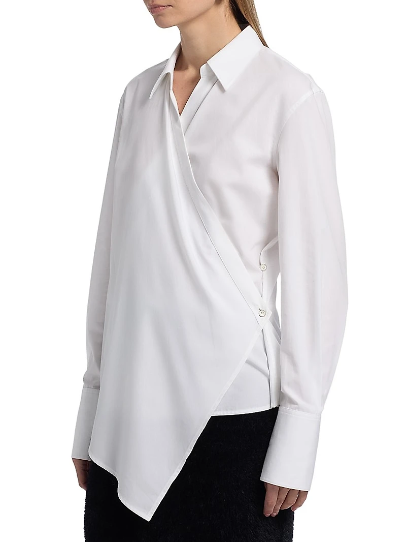 Relaxed-Fit Cotton Wrap-Style Shirt