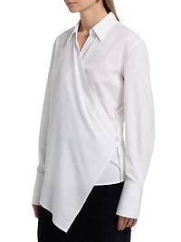 Relaxed-Fit Cotton Wrap-Style Shirt