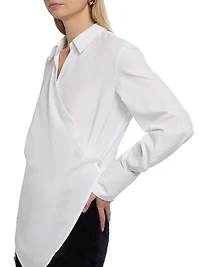 Relaxed-Fit Cotton Wrap-Style Shirt
