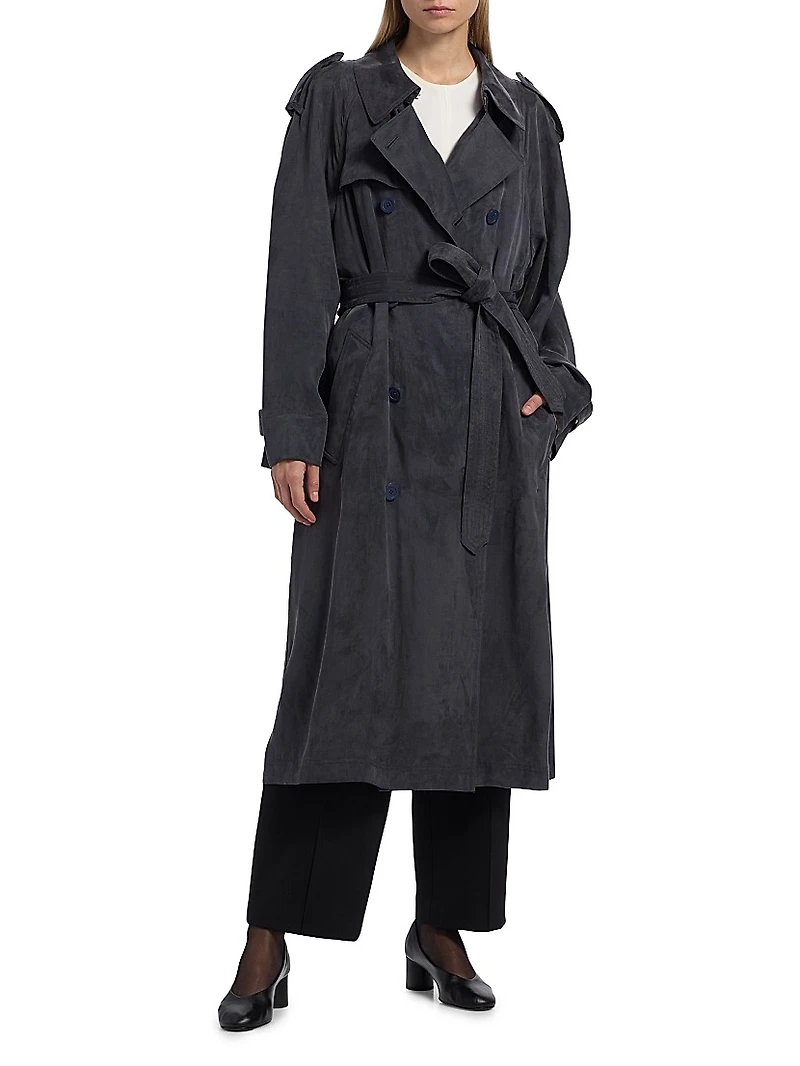 Fluid Relaxed-Fit Double-Breasted Trench Coat