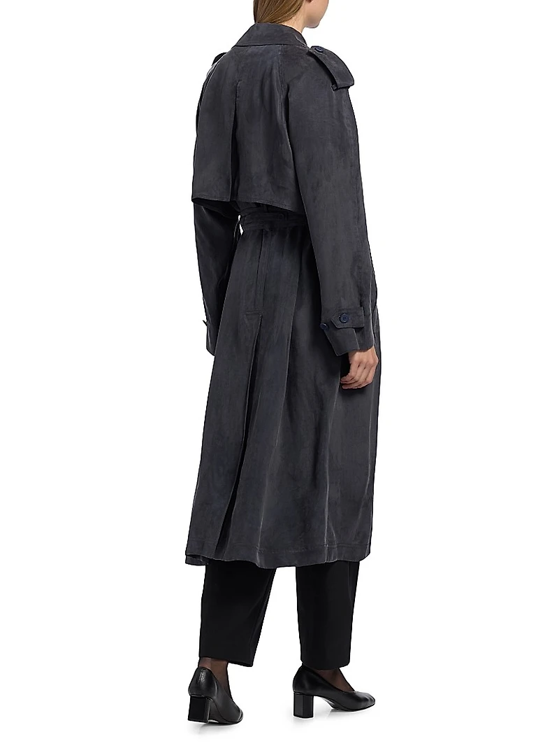 Fluid Relaxed-Fit Double-Breasted Trench Coat