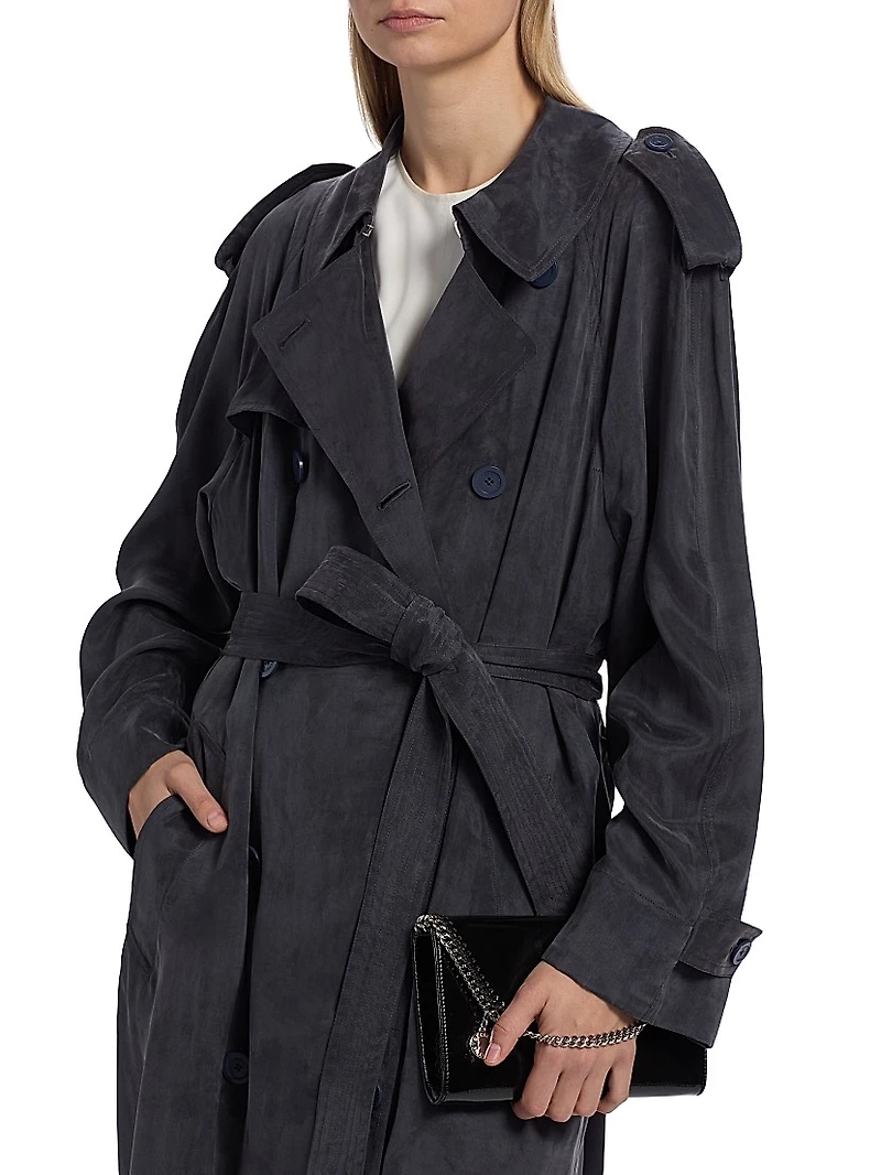 Fluid Relaxed-Fit Double-Breasted Trench Coat