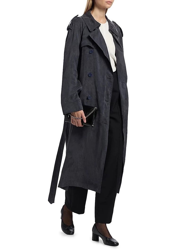 Fluid Relaxed-Fit Double-Breasted Trench Coat