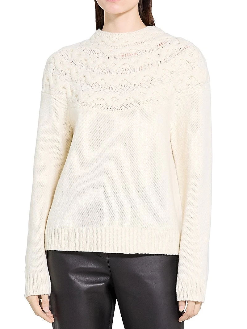 Wool-Cashmere Cable Knit Sweater