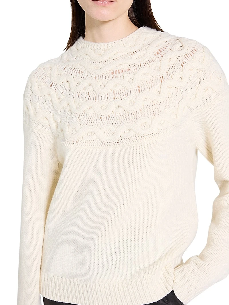 Wool-Cashmere Cable Knit Sweater