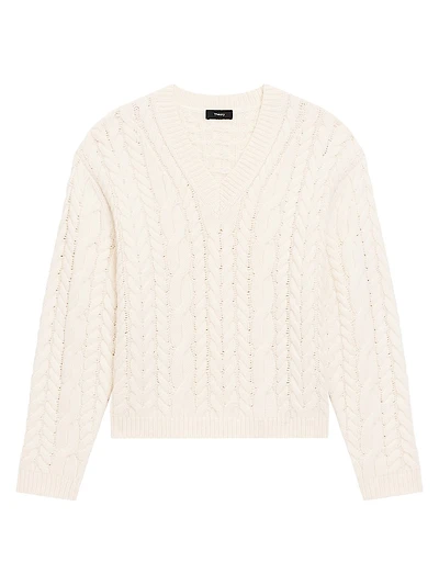 Wool-Cashmere Cable Knit Sweater