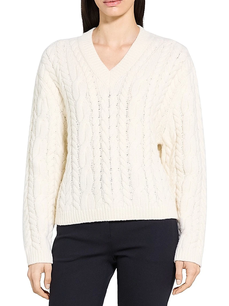 Wool-Cashmere Cable Knit Sweater