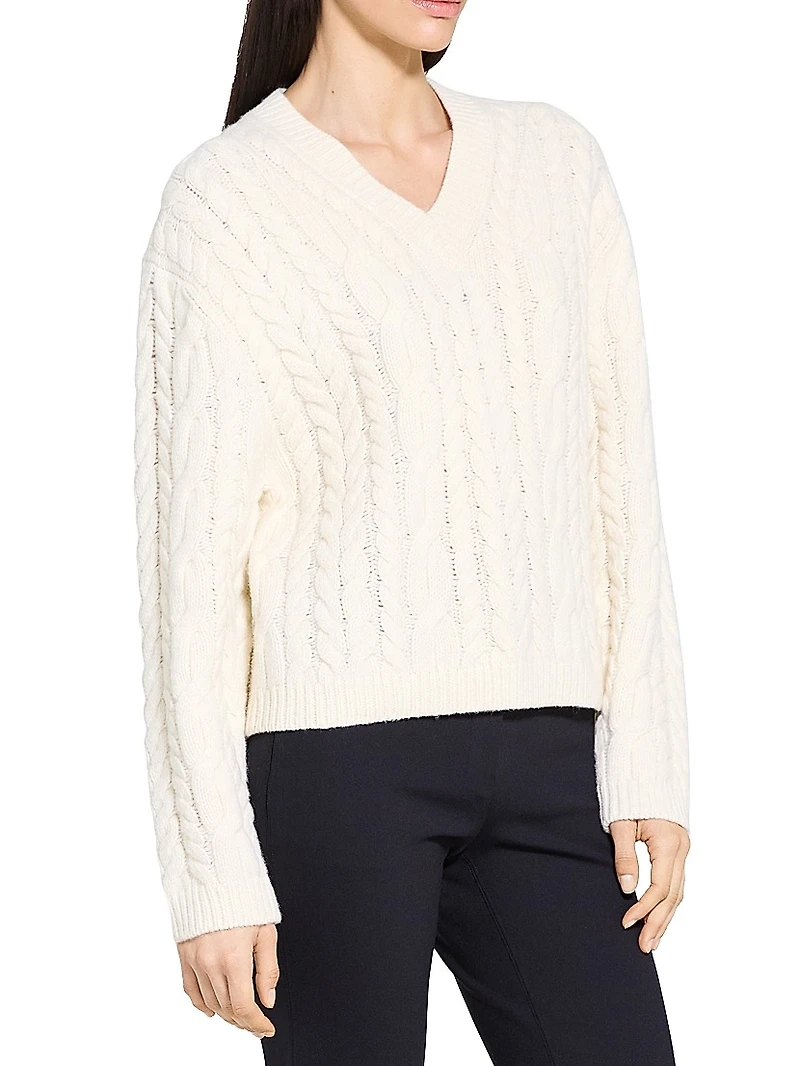 Wool-Cashmere Cable Knit Sweater