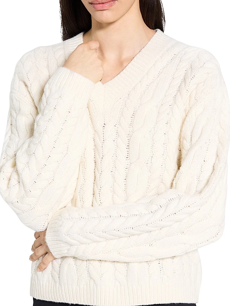 Wool-Cashmere Cable Knit Sweater