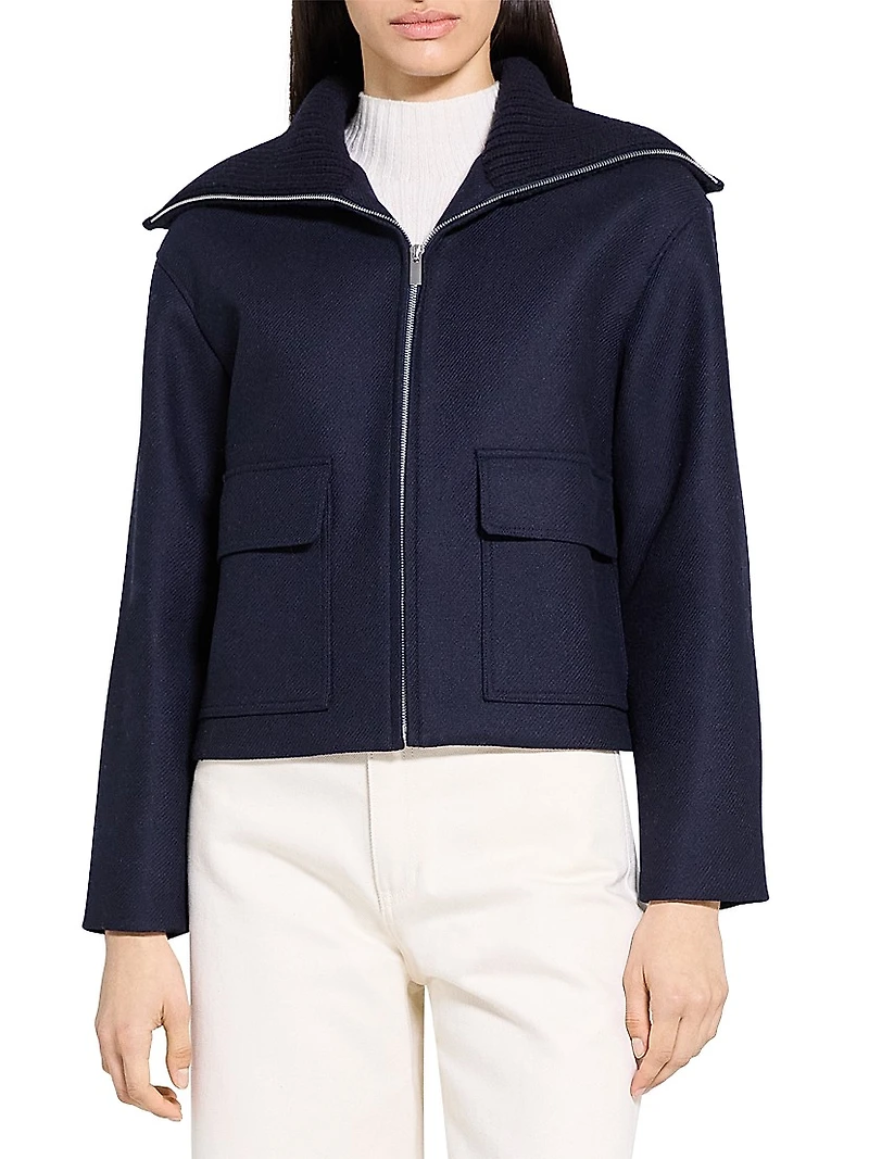 Cozy Collar Wool-Blend Jacket