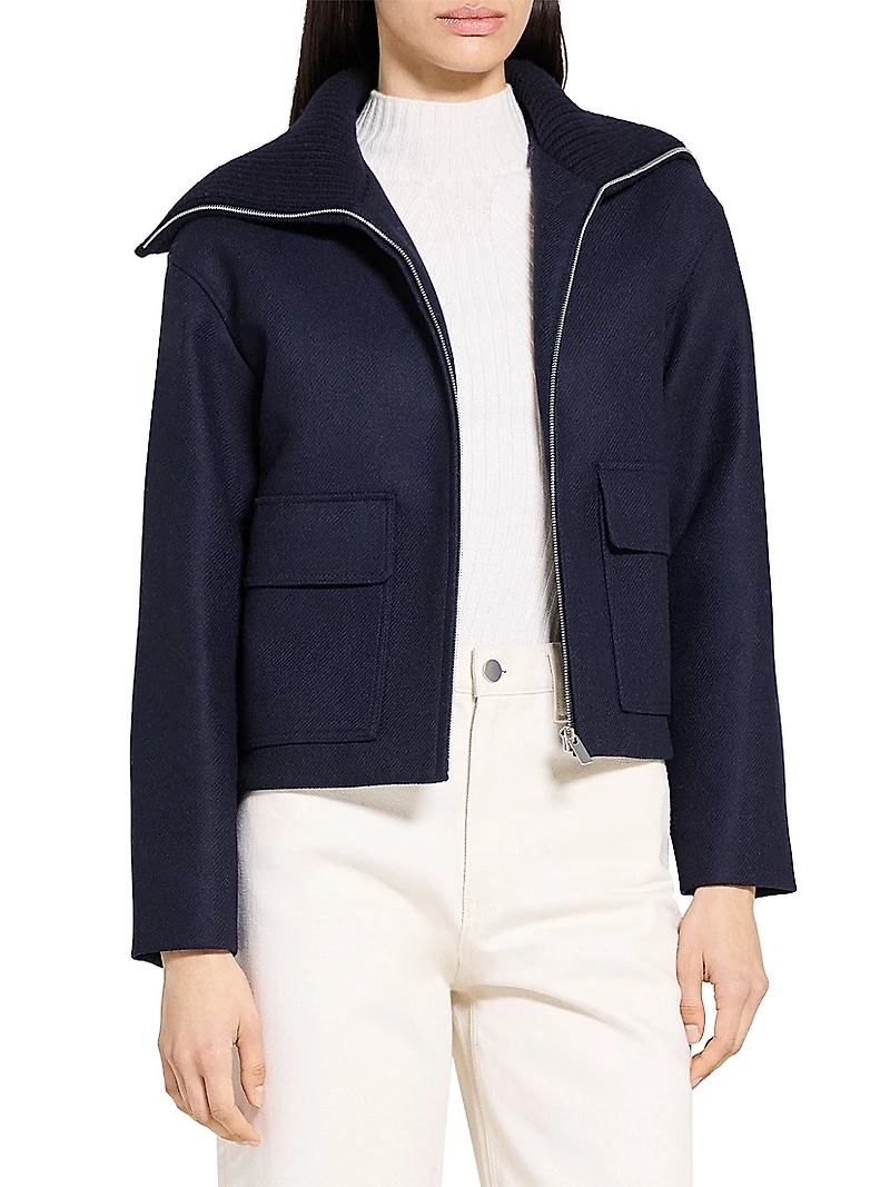 Cozy Collar Wool-Blend Jacket