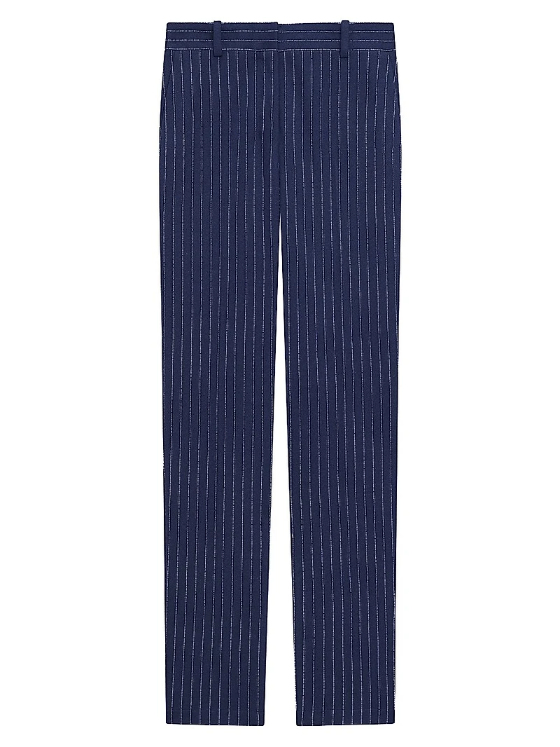 Pinstriped Crepe Slim-Fit Pants