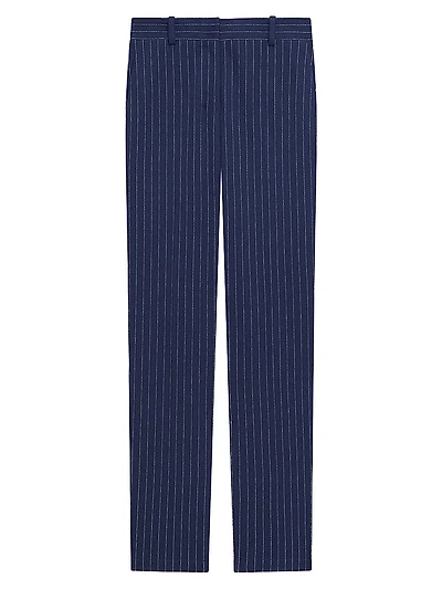 Pinstriped Crepe Slim-Fit Pants