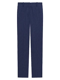 Pinstriped Crepe Slim-Fit Pants