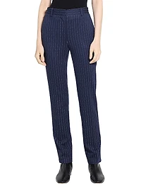 Pinstriped Crepe Slim-Fit Pants