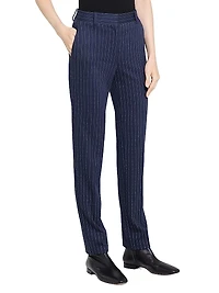 Pinstriped Crepe Slim-Fit Pants