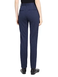 Pinstriped Crepe Slim-Fit Pants