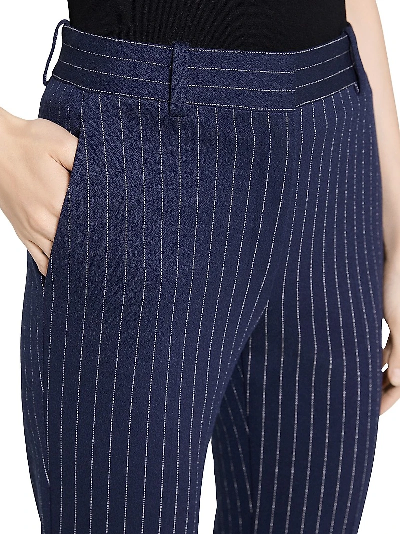 Pinstriped Crepe Slim-Fit Pants