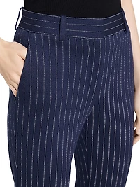 Pinstriped Crepe Slim-Fit Pants