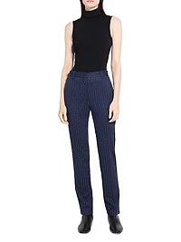 Pinstriped Crepe Slim-Fit Pants