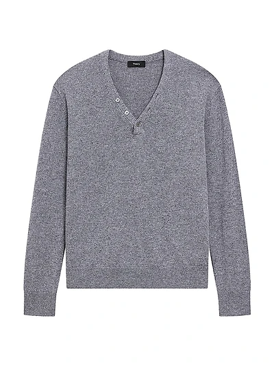 Heathered Cashmere Henley Sweater