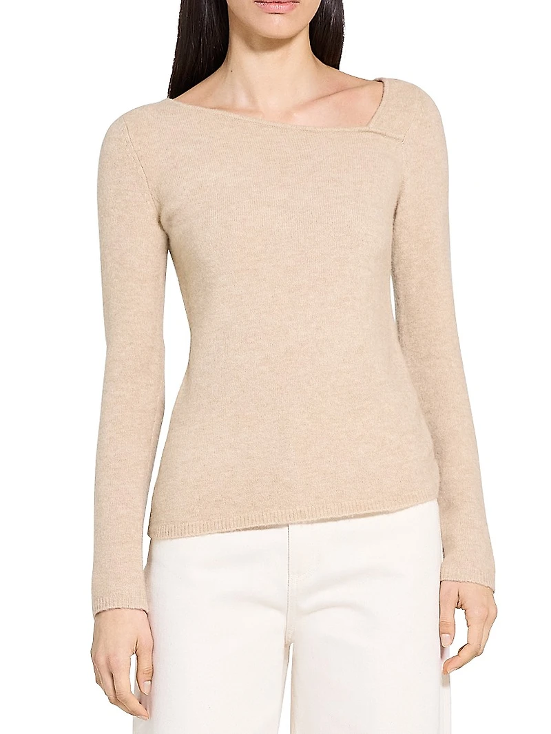 Asymmetric Merino Wool-Blend Top