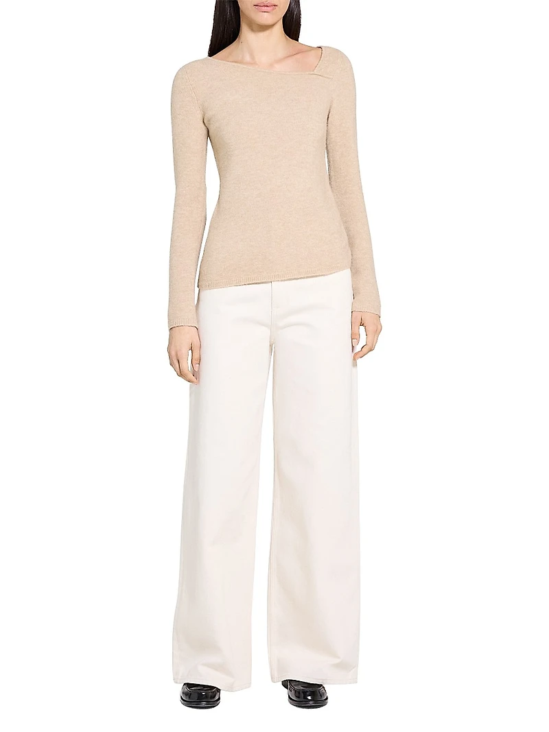 Asymmetric Merino Wool-Blend Top