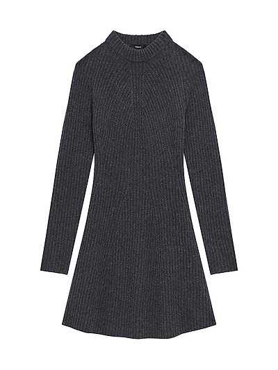 Traveling Rib-Knit Wool-Cashmere Minidress