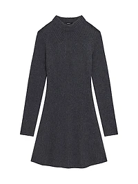 Traveling Rib-Knit Wool-Cashmere Minidress