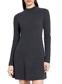 Traveling Rib-Knit Wool-Cashmere Minidress