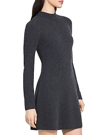 Traveling Rib-Knit Wool-Cashmere Minidress