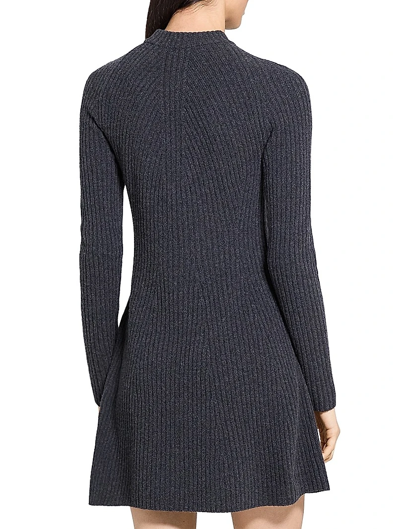Traveling Rib-Knit Wool-Cashmere Minidress