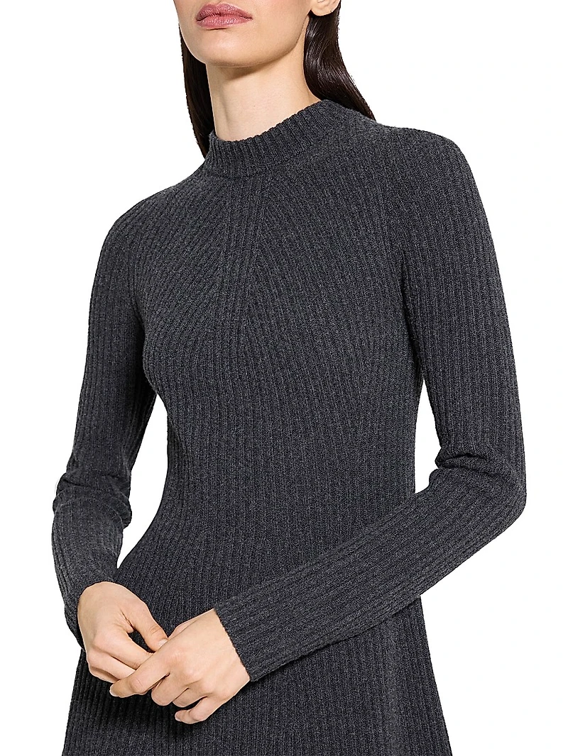 Traveling Rib-Knit Wool-Cashmere Minidress