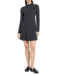 Traveling Rib-Knit Wool-Cashmere Minidress