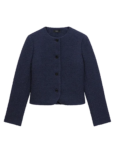 Clean Collarless Tweed Jacket