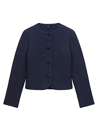 Clean Collarless Tweed Jacket