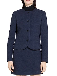 Clean Collarless Tweed Jacket