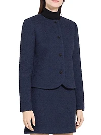 Clean Collarless Tweed Jacket