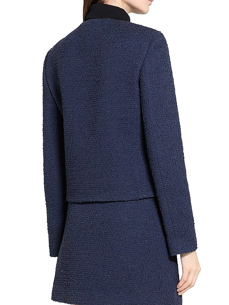 Clean Collarless Tweed Jacket