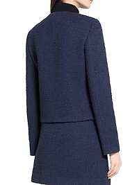 Clean Collarless Tweed Jacket