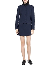 Clean Collarless Tweed Jacket