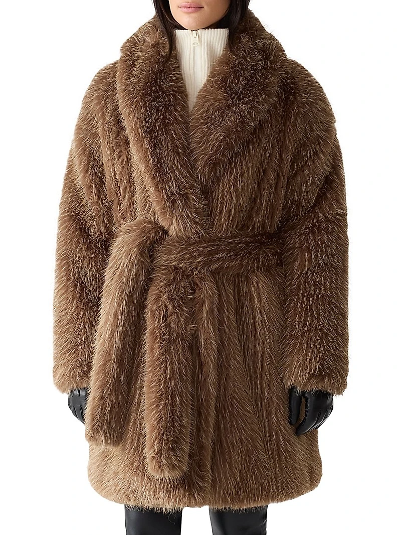 Kacela Faux-Fur Shawl-Collar Coat