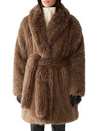 Kacela Faux-Fur Shawl-Collar Coat