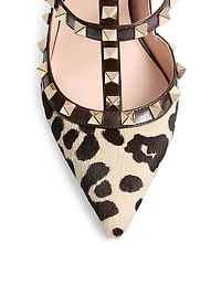 Rockstud Pumps with 100MM Straps Pony-Effect Calfskin